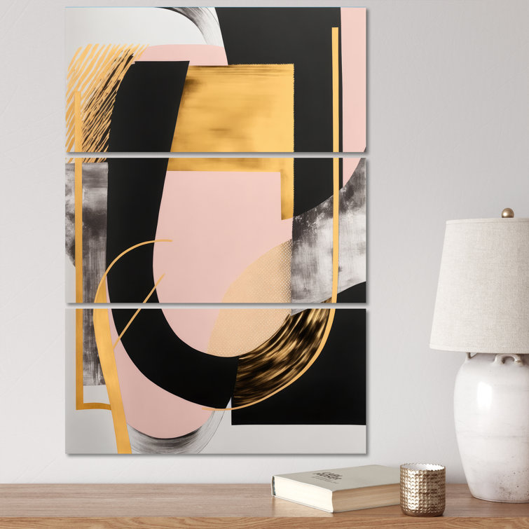 Orren Ellis Pink And Gold Art Deco I Modern Transitional Canvas Wall